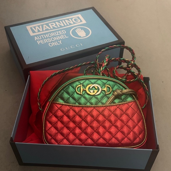 Gucci Red and Green Quilted Mini Bag - Picture 1 of 3
